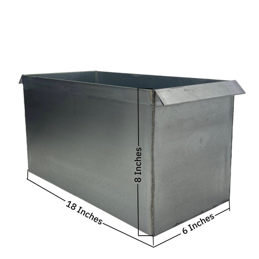 Metal Box  18 inches long by 6 inches wide  by 8 inches tall 